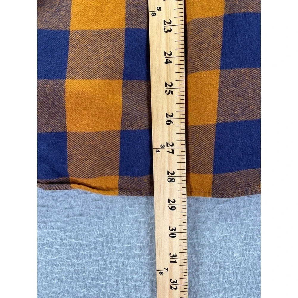 Madewell Shirt Mens Large Orange‎ Buffalo Check Flannel Lightweight Relaxed Fit